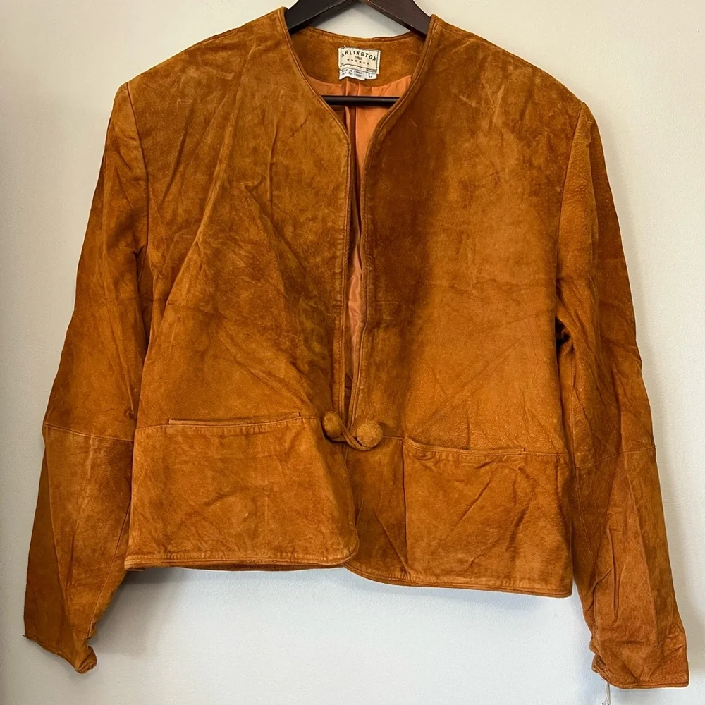 Vintage Bagatelle Arlington Avenue Leather 2 Piece Skirt Suit Top Large Skirt 8